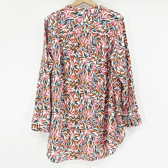 Lands End Linen A-Line Long Sleeve Tunic Top Floral - Picture 7 of 7